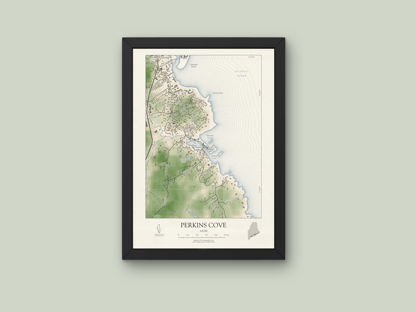 Perkins Cove Maine VINTAGE Map Art Print 0325