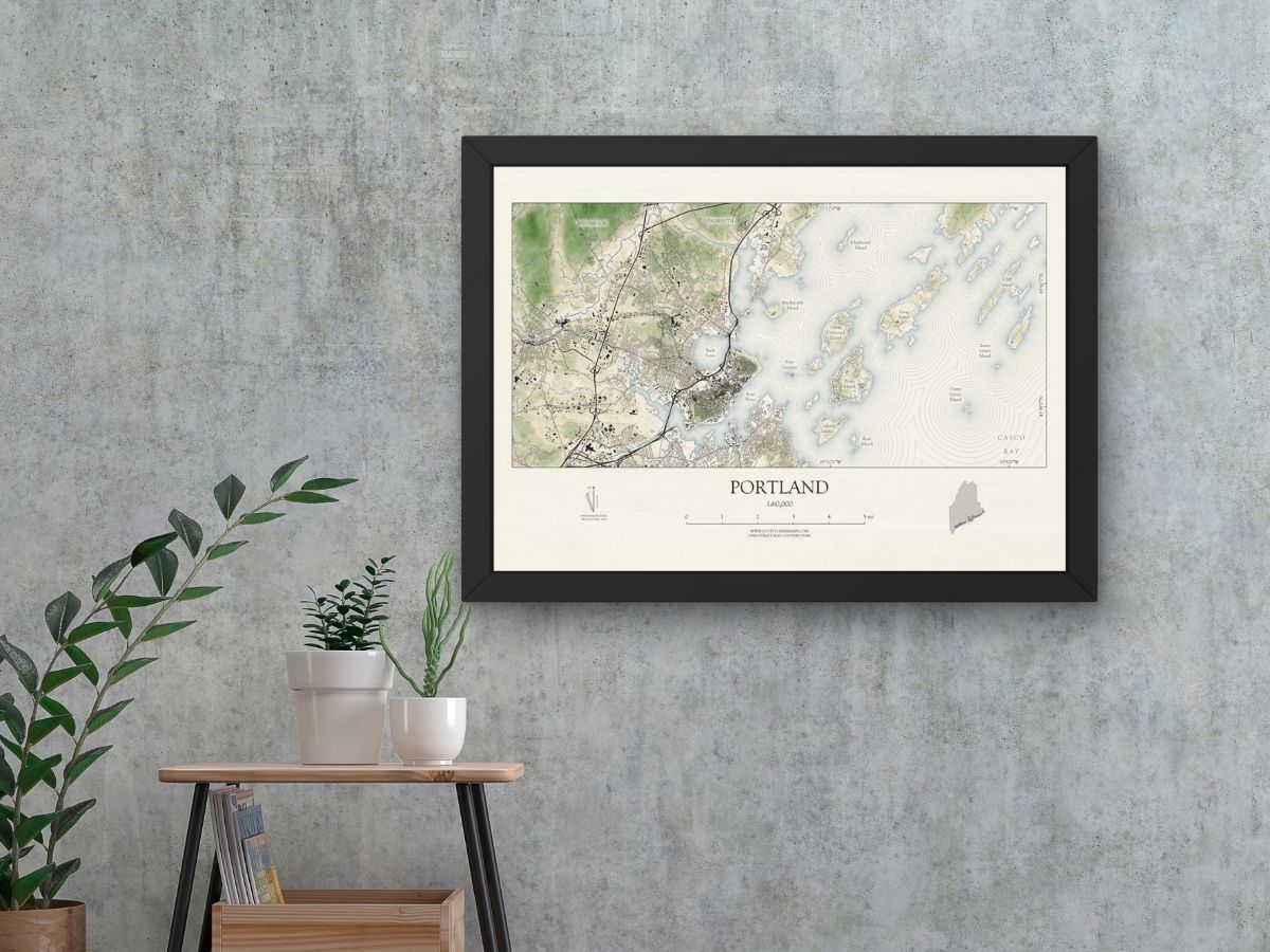 Portland Maine VINTAGE Map Art Print 0225