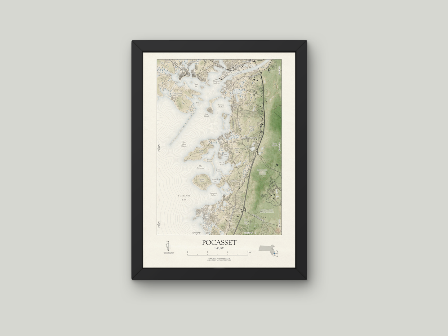 Pocasset Mass Cape Cod VINTAGE Map Art Print