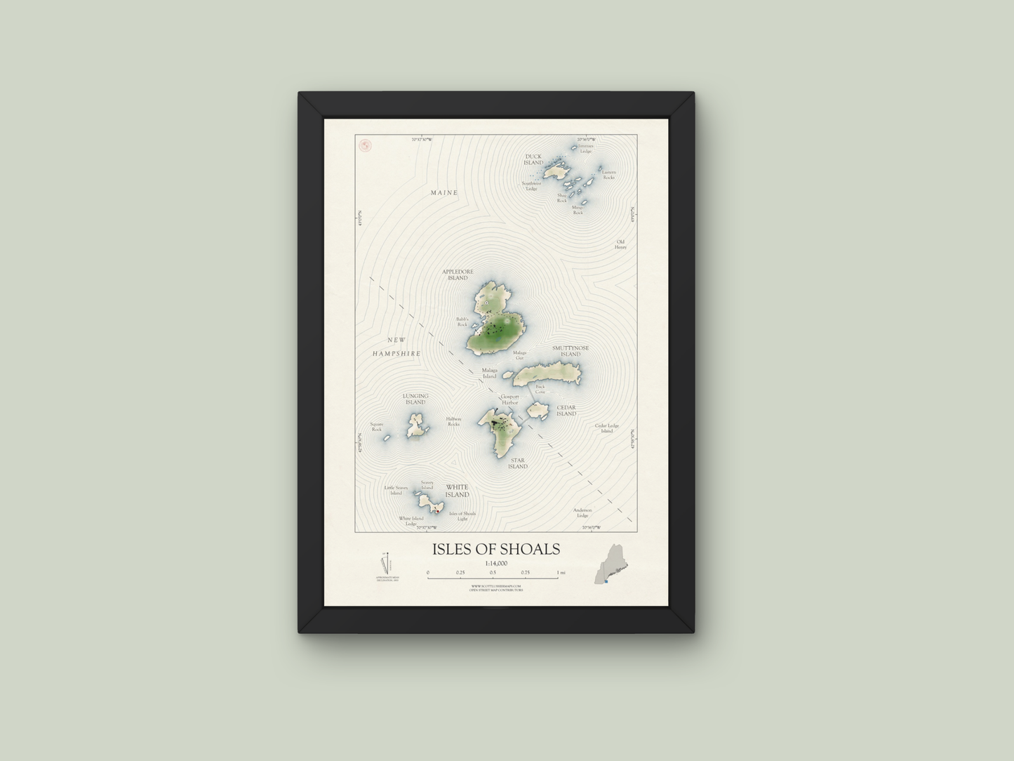 Isles of Shoals New Hampshire VINTAGE Map Art Print 0325