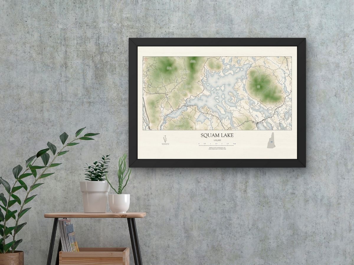 Squam Lake New Hampshire VINTAGE Map Art Print 0225
