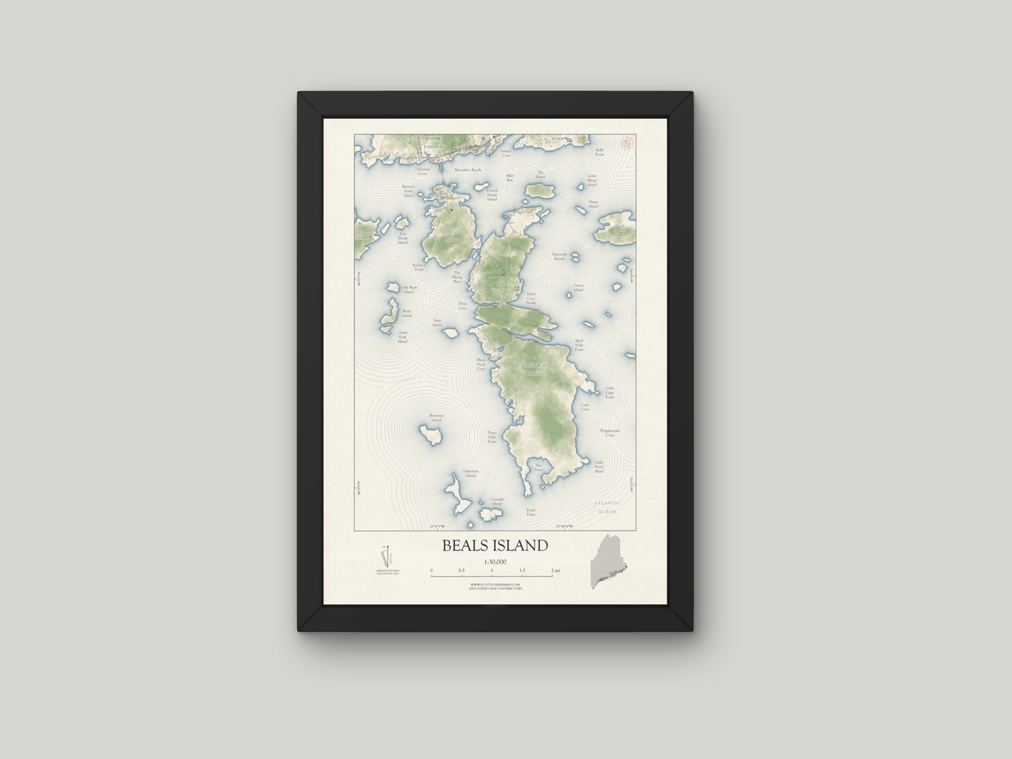 Beals Island Maine VINTAGE Map Art Print