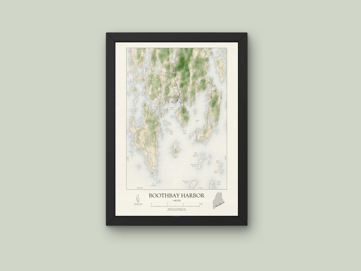 Boothbay Harbor Maine VINTAGE Map Art Print 0325