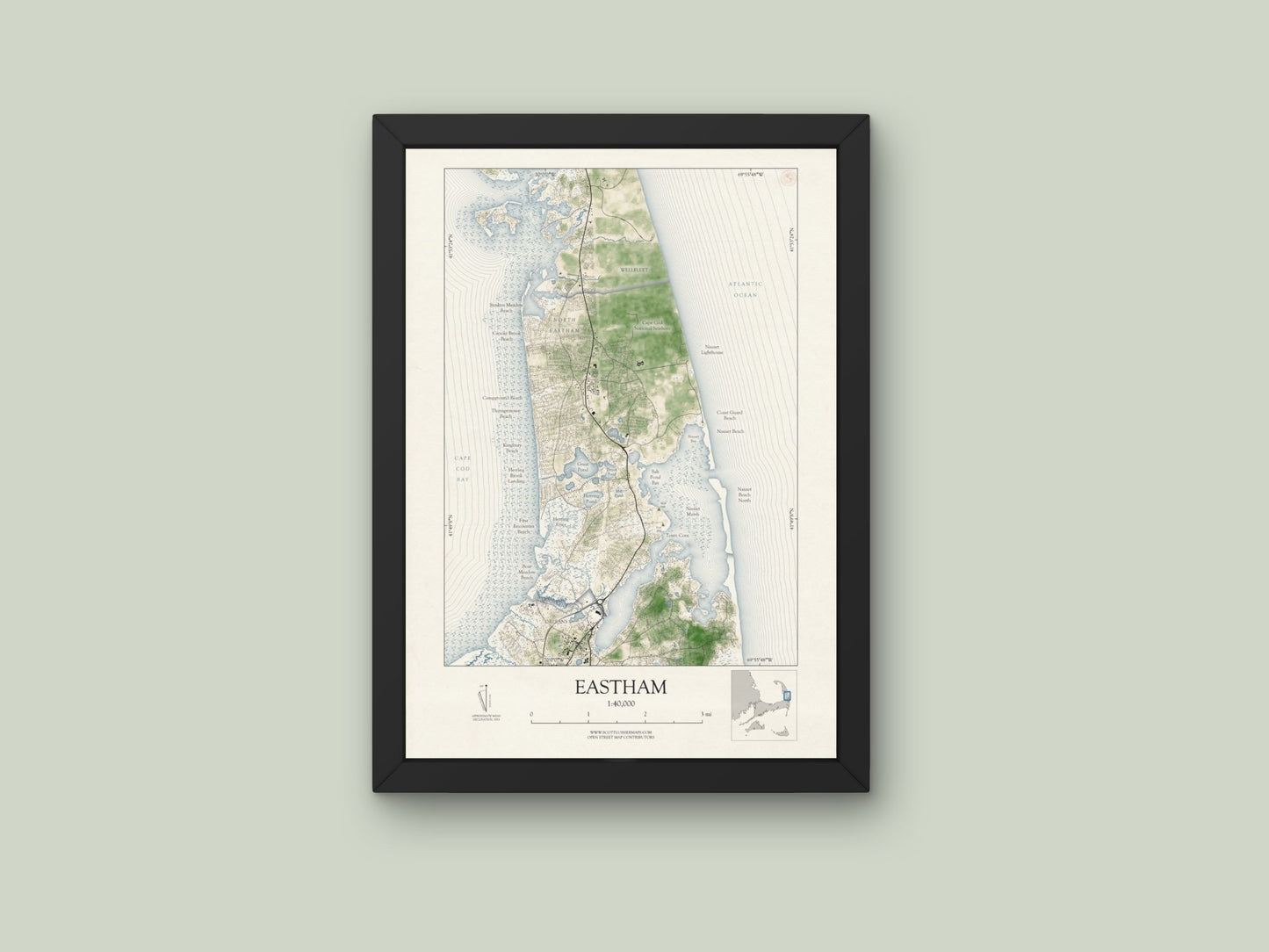 Eastham Massachusetts Cape Cod VINTAGE Map Art Print 0225