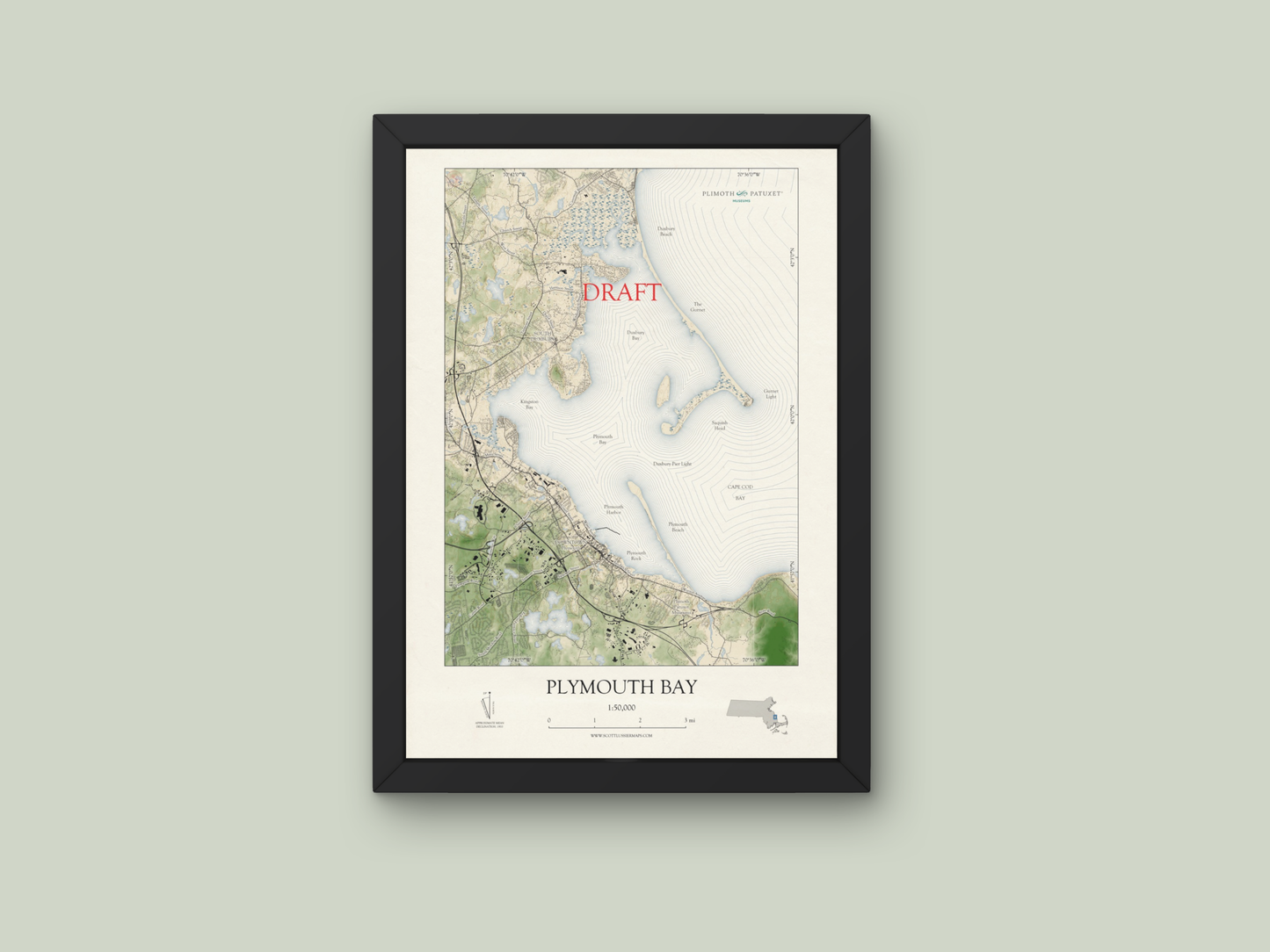 Plymouth Bay Massachusetts VINTAGE Map Art Print 042025