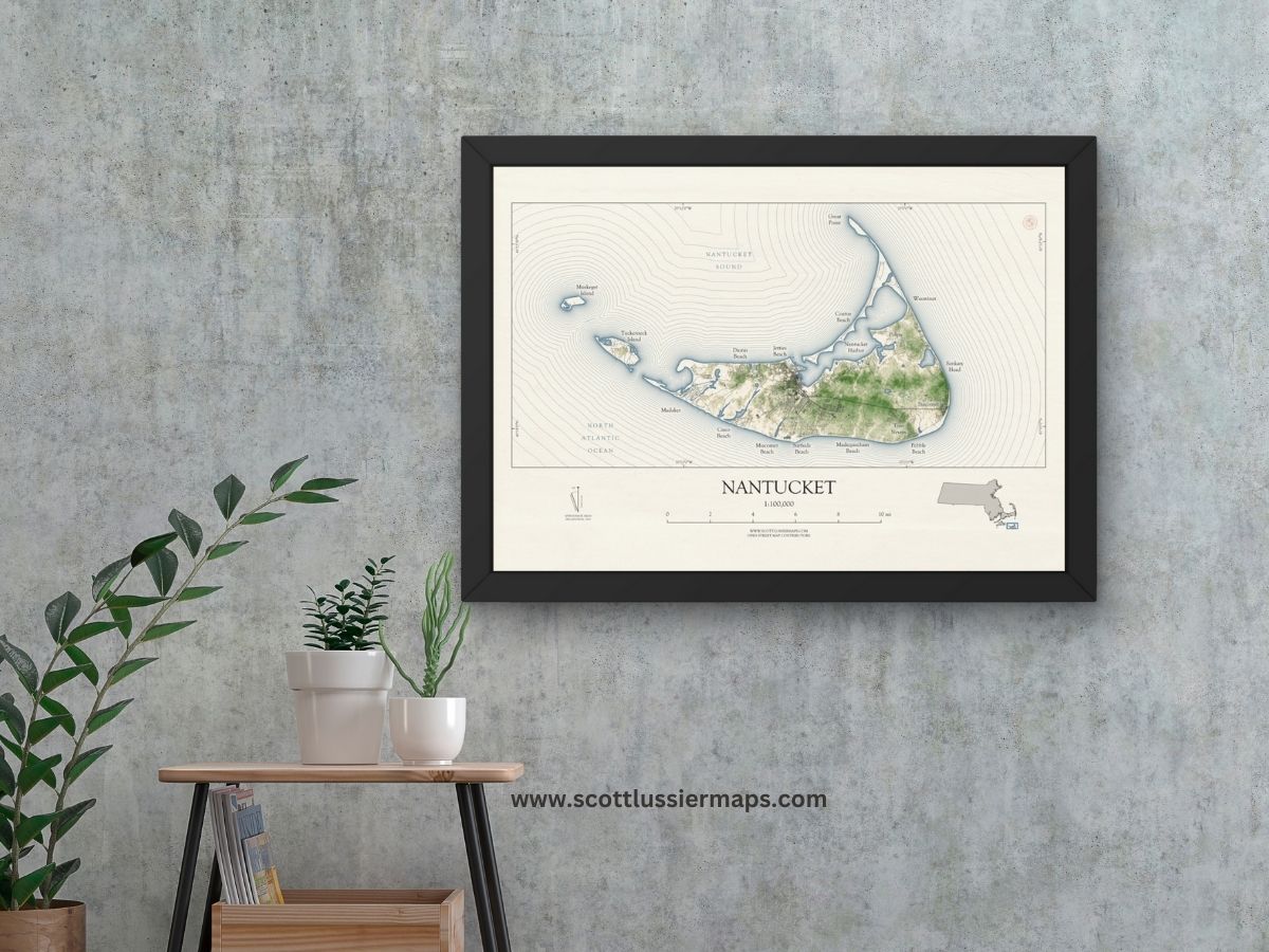 Nantucket Massachusetts Cape Cod VINTAGE Map Art Print