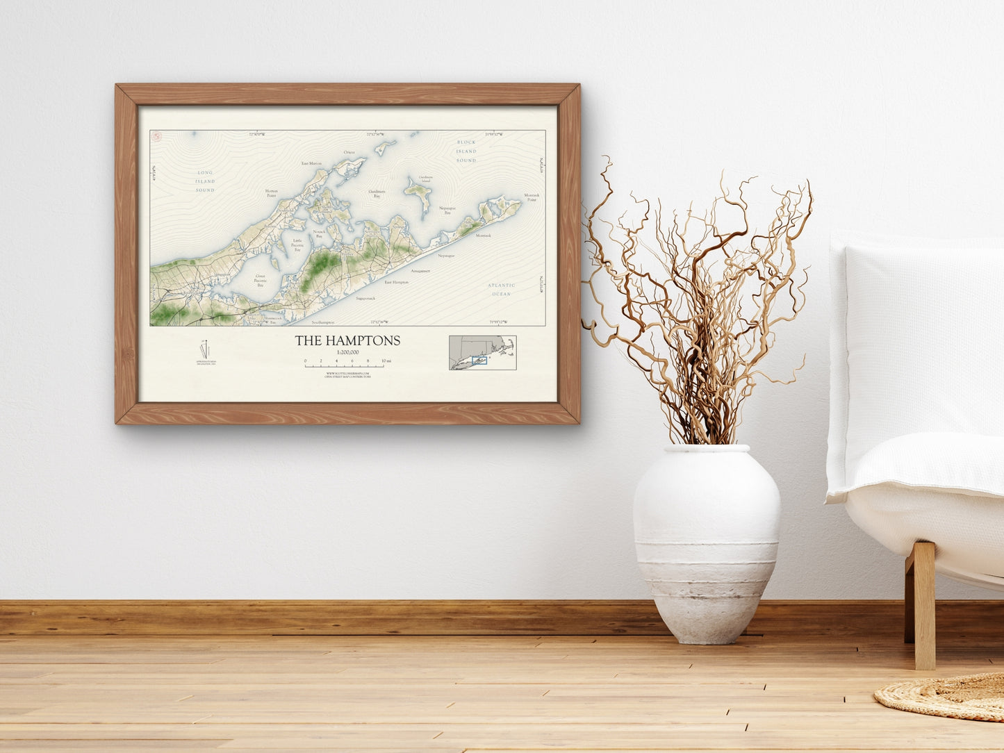 Hamptons New York VINTAGE Map Art Print