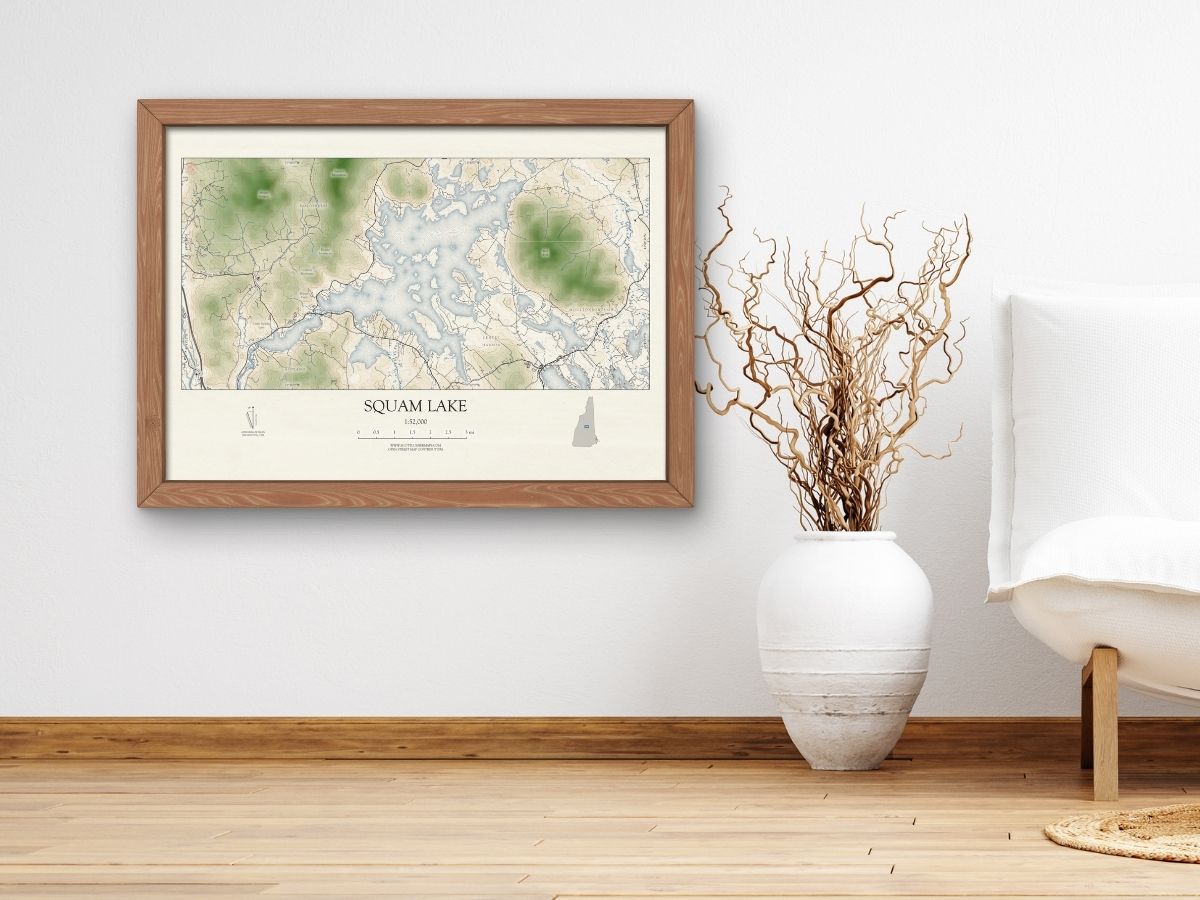 Squam Lake New Hampshire VINTAGE Map Art Print 0225