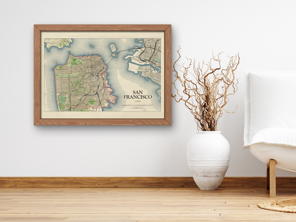 San Francisco California HOMETOWN Map Art Print 0325