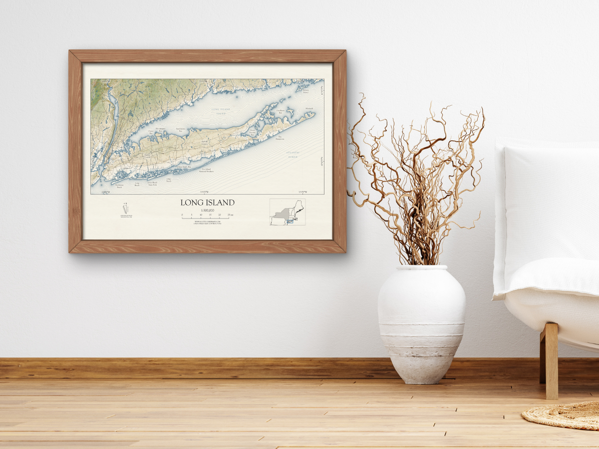 Long Island New York VINTAGE Map Art Print 0325