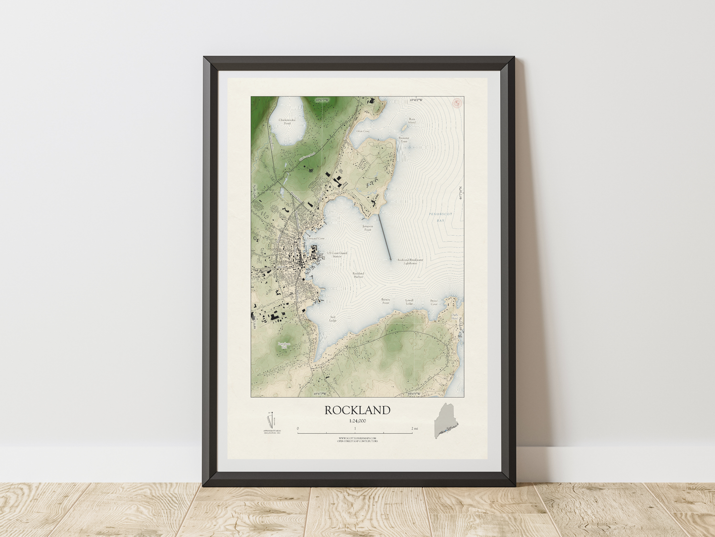 Rockland Maine VINTAGE Map Art Print 0425