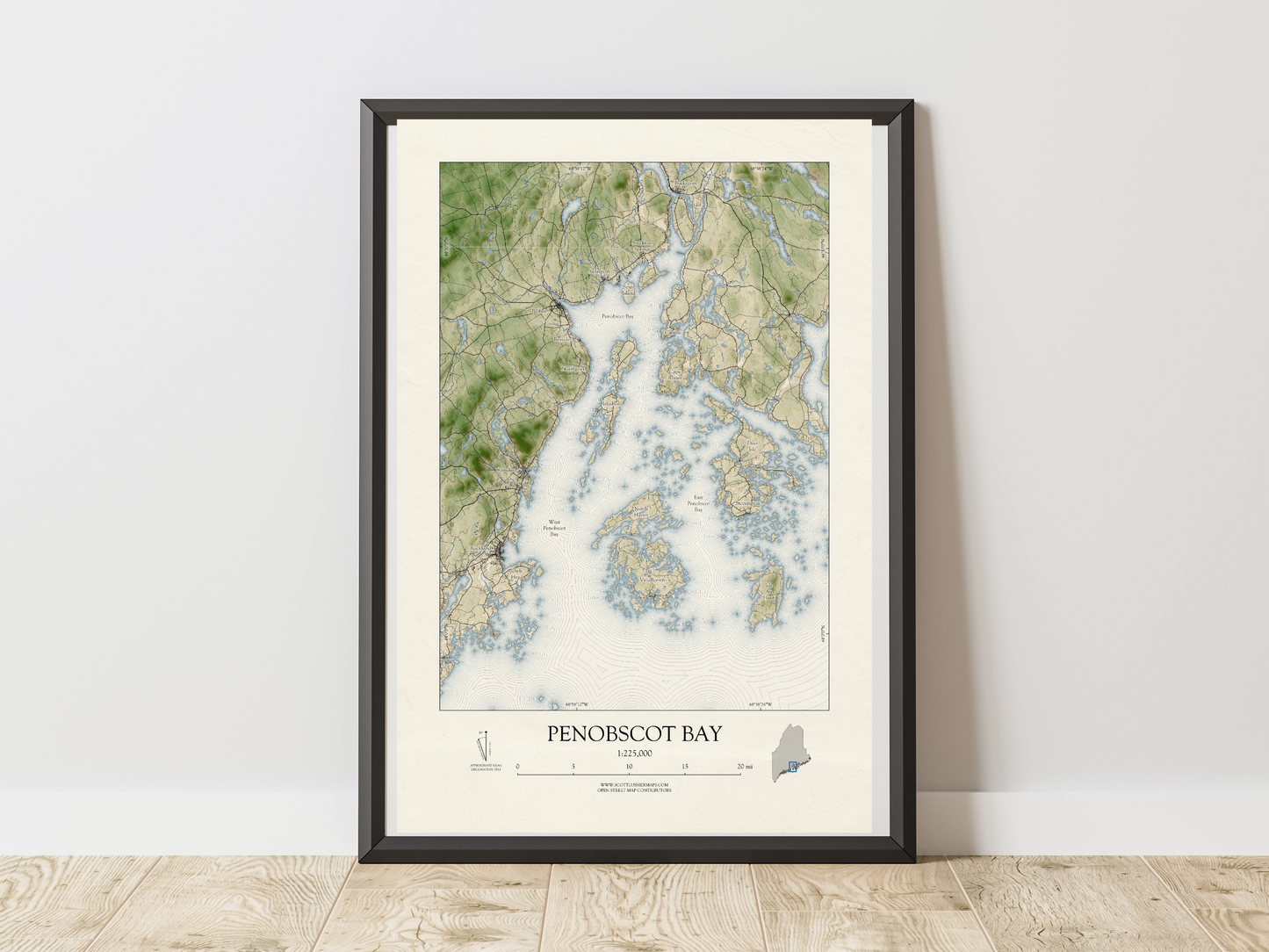 Penobscot Bay Maine VINTAGE Map Art Print