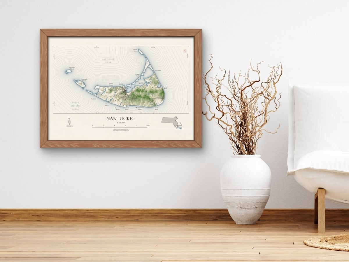 Nantucket Massachusetts Cape Cod VINTAGE Map Art Print