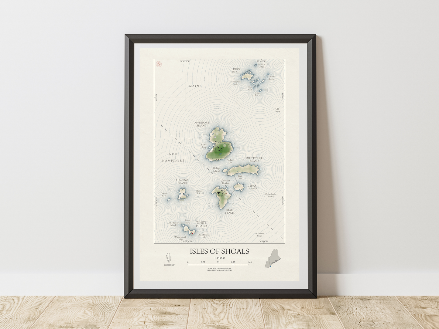 Isles of Shoals New Hampshire VINTAGE Map Art Print 0325