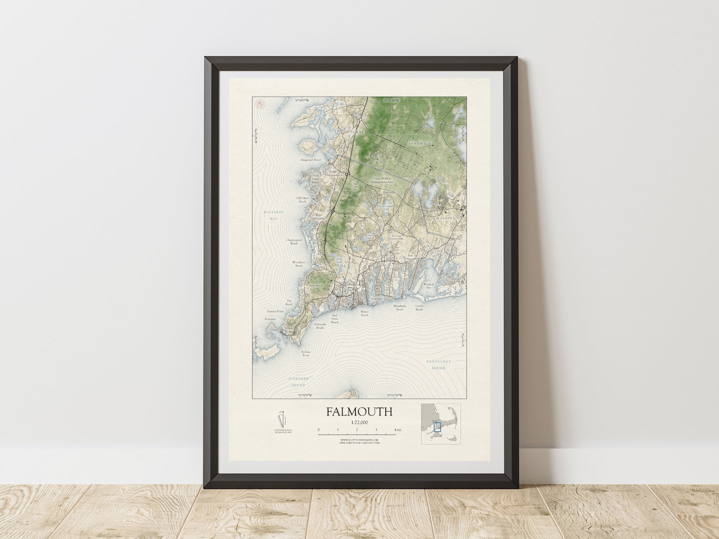 Falmouth Massachusetts Cape Cod VINTAGE Map Art Print 0225
