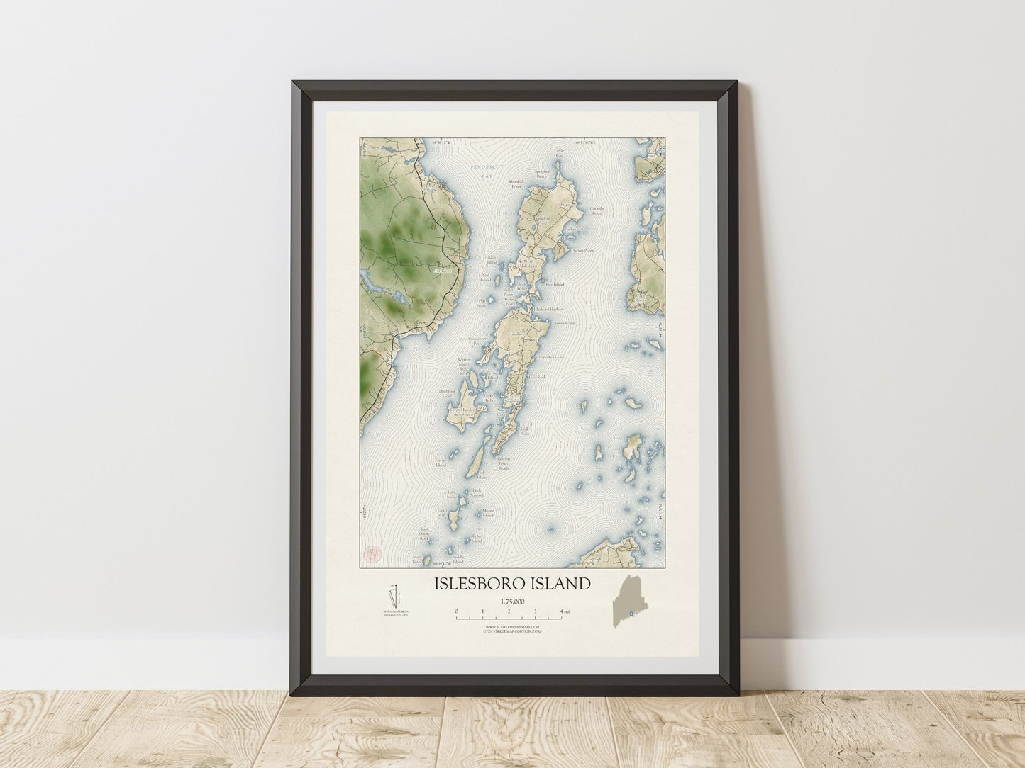 Isleboro Maine Map VINTAGE Style Art Print 0225