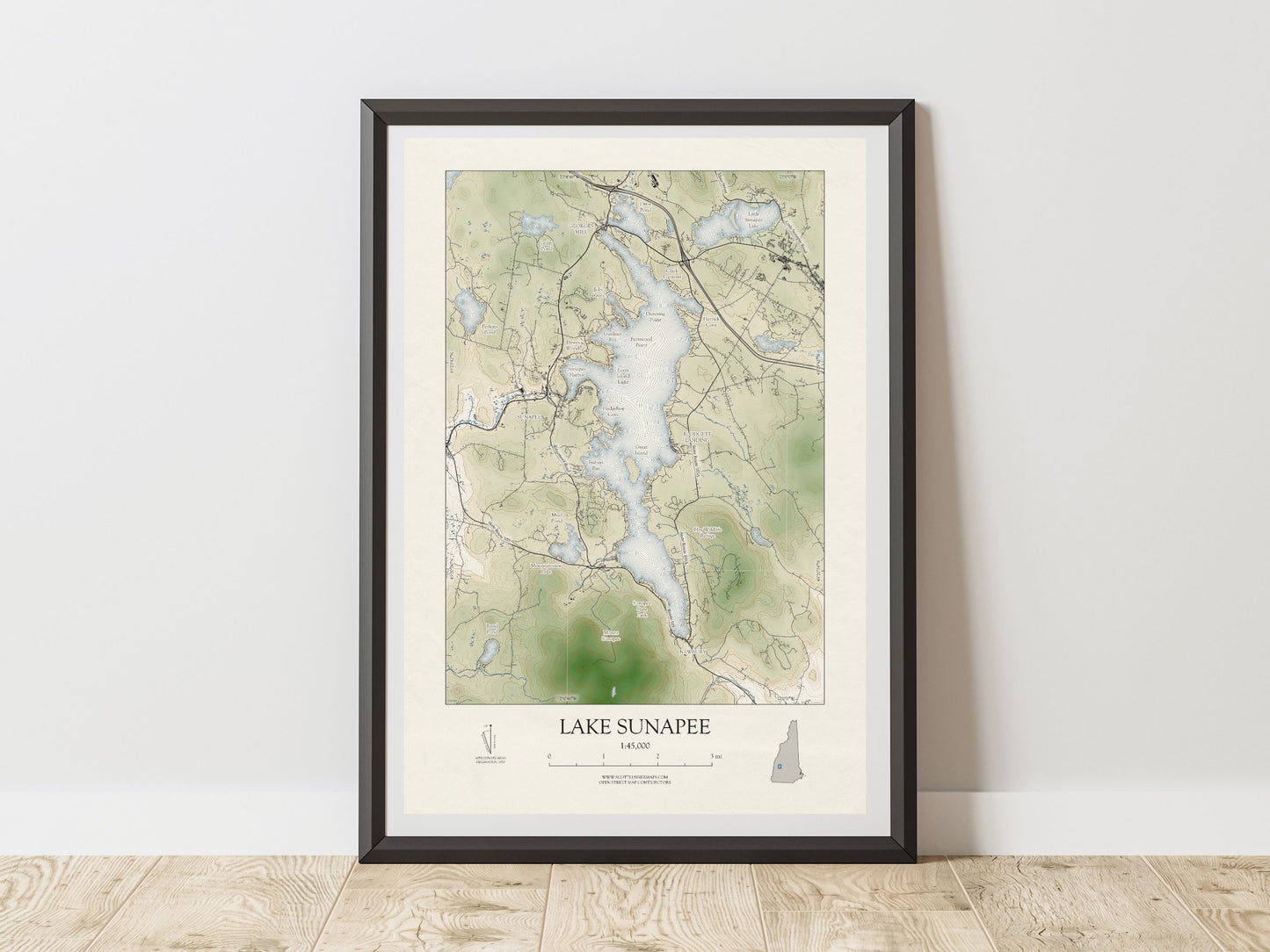 Lake Sunapee New Hampshire VINTAGE Map Art Print 0225