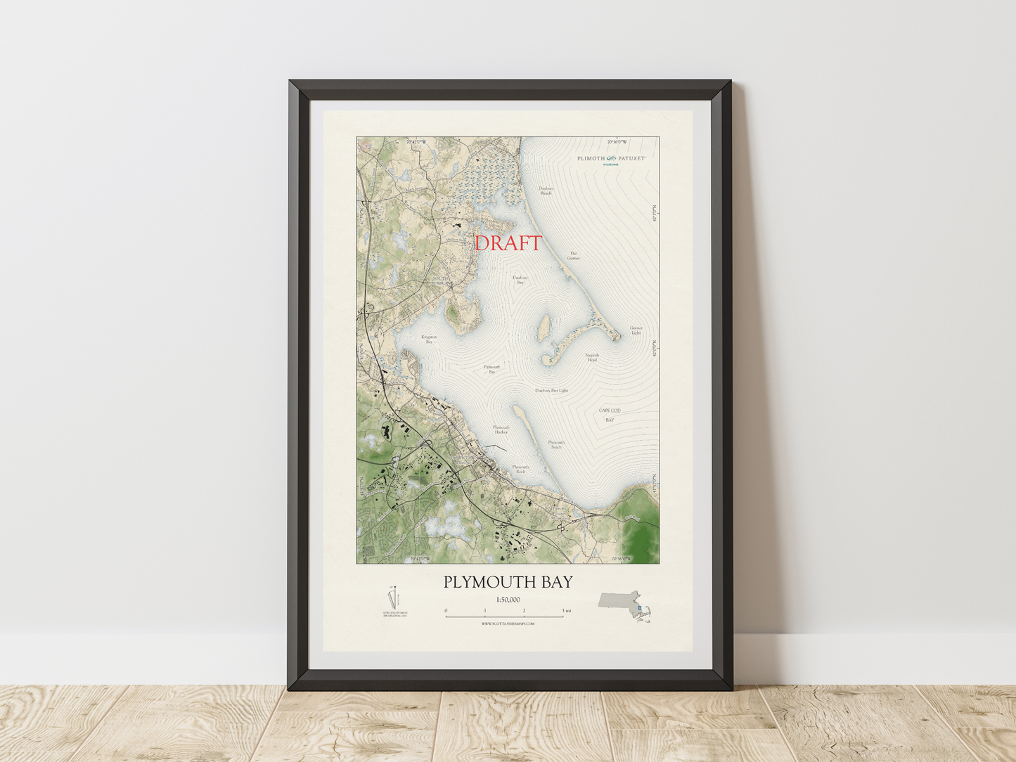 Plymouth Bay Massachusetts VINTAGE Map Art Print 042025