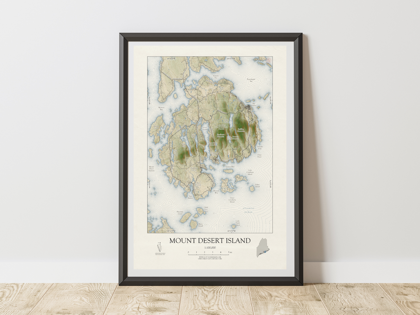 Mount Desert Island Maine VINTAGE Map Art Print 0425