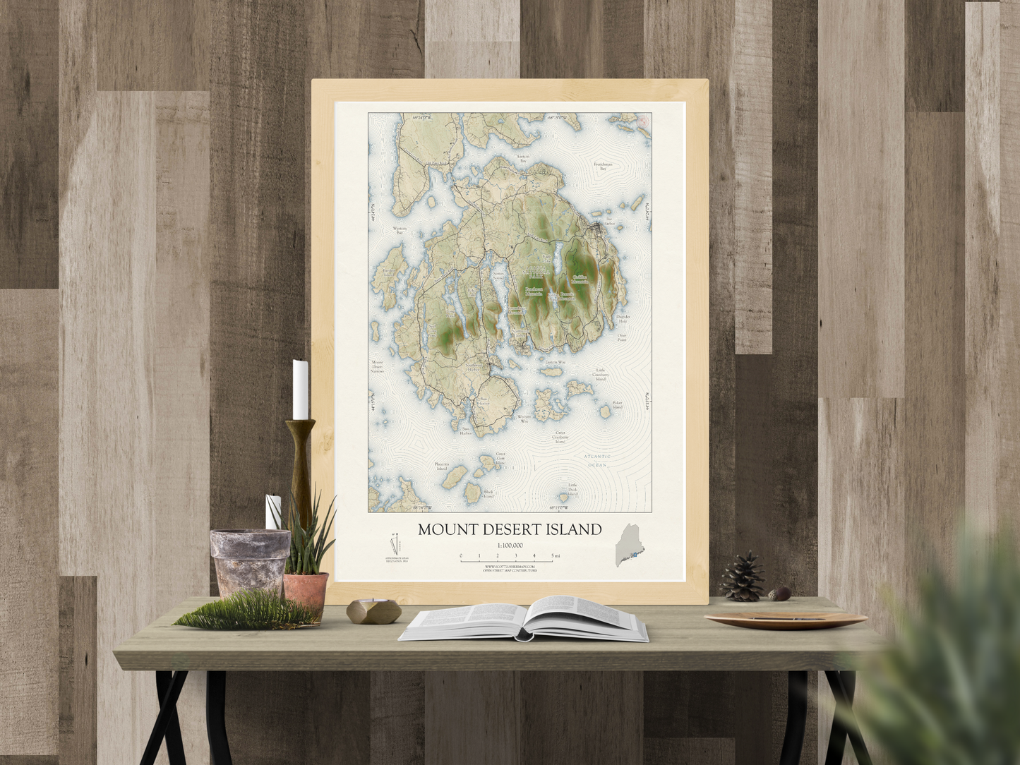 Mount Desert Island Maine VINTAGE Map Art Print 0425