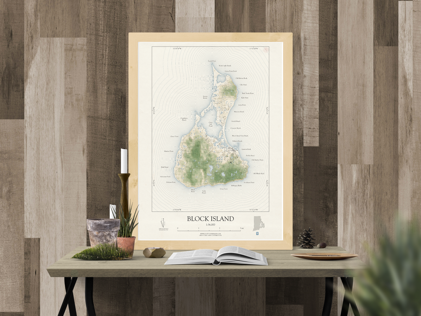 Block Island Rhode Island VINTAGE Map Art Print 0325