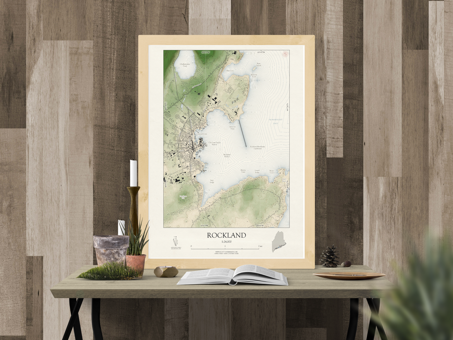 Rockland Maine VINTAGE Map Art Print 0425