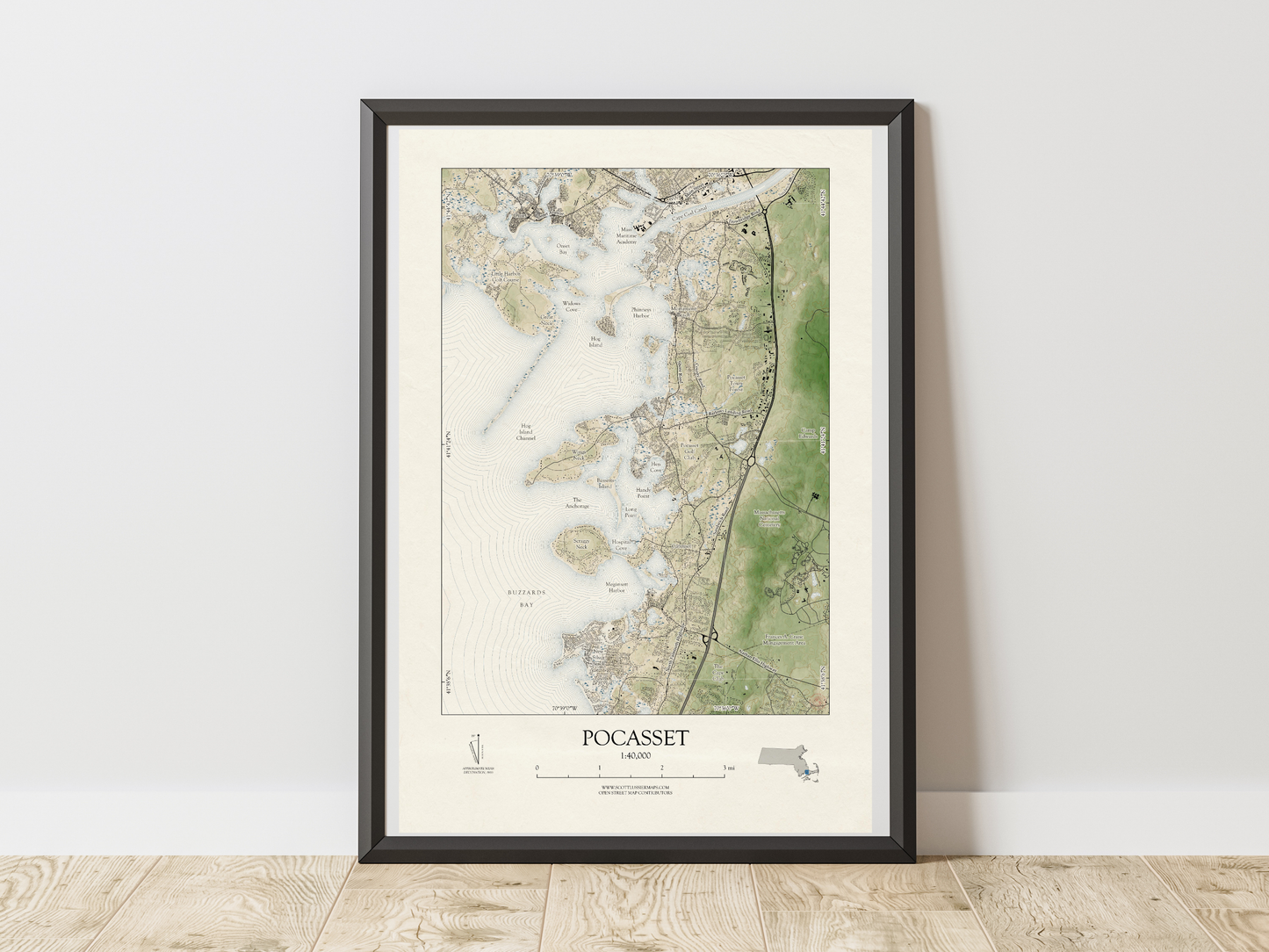 Pocasset Mass Cape Cod VINTAGE Map Art Print