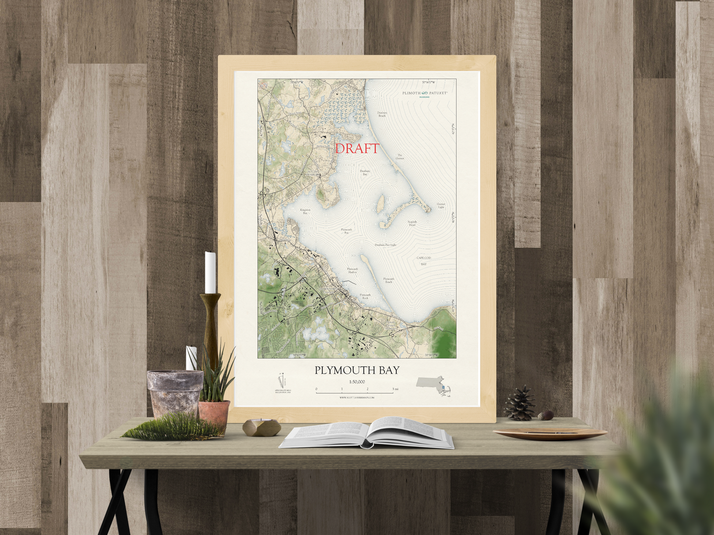 Plymouth Bay Massachusetts VINTAGE Map Art Print 042025