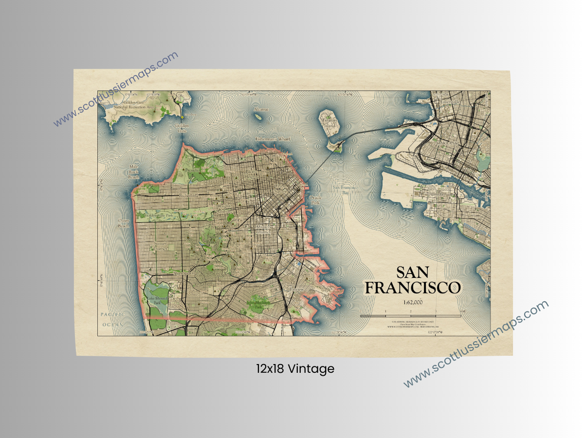 San Francisco California HOMETOWN Map Art Print 0325