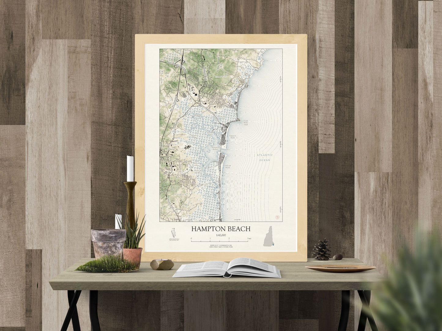 Hampton Beach New Hampshire VINTAGE Map Art Print 0225