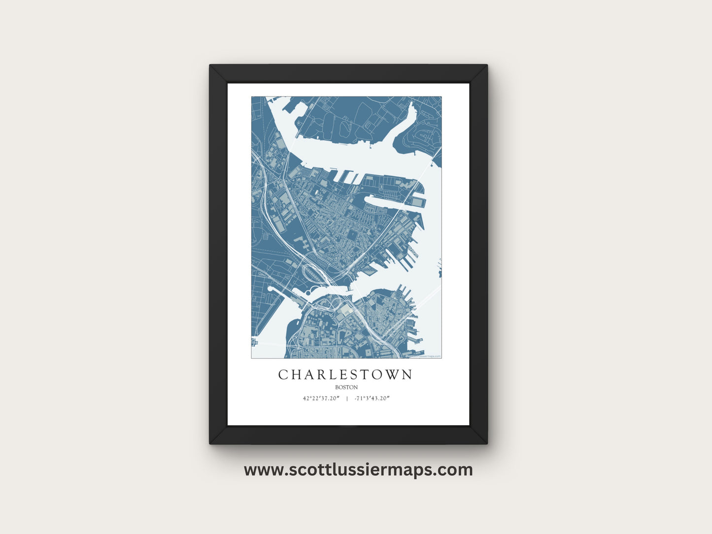 Charlestown Boston Massachusetts NEIGHBORHOOD Map Art Print 0325