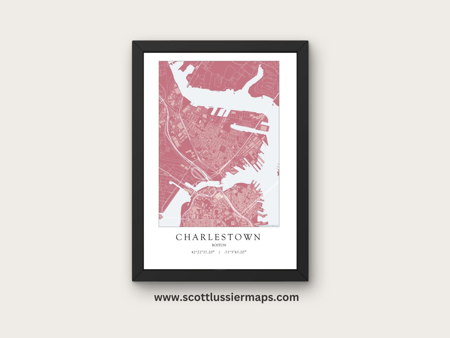 Charlestown Boston Massachusetts NEIGHBORHOOD Map Art Print 0325