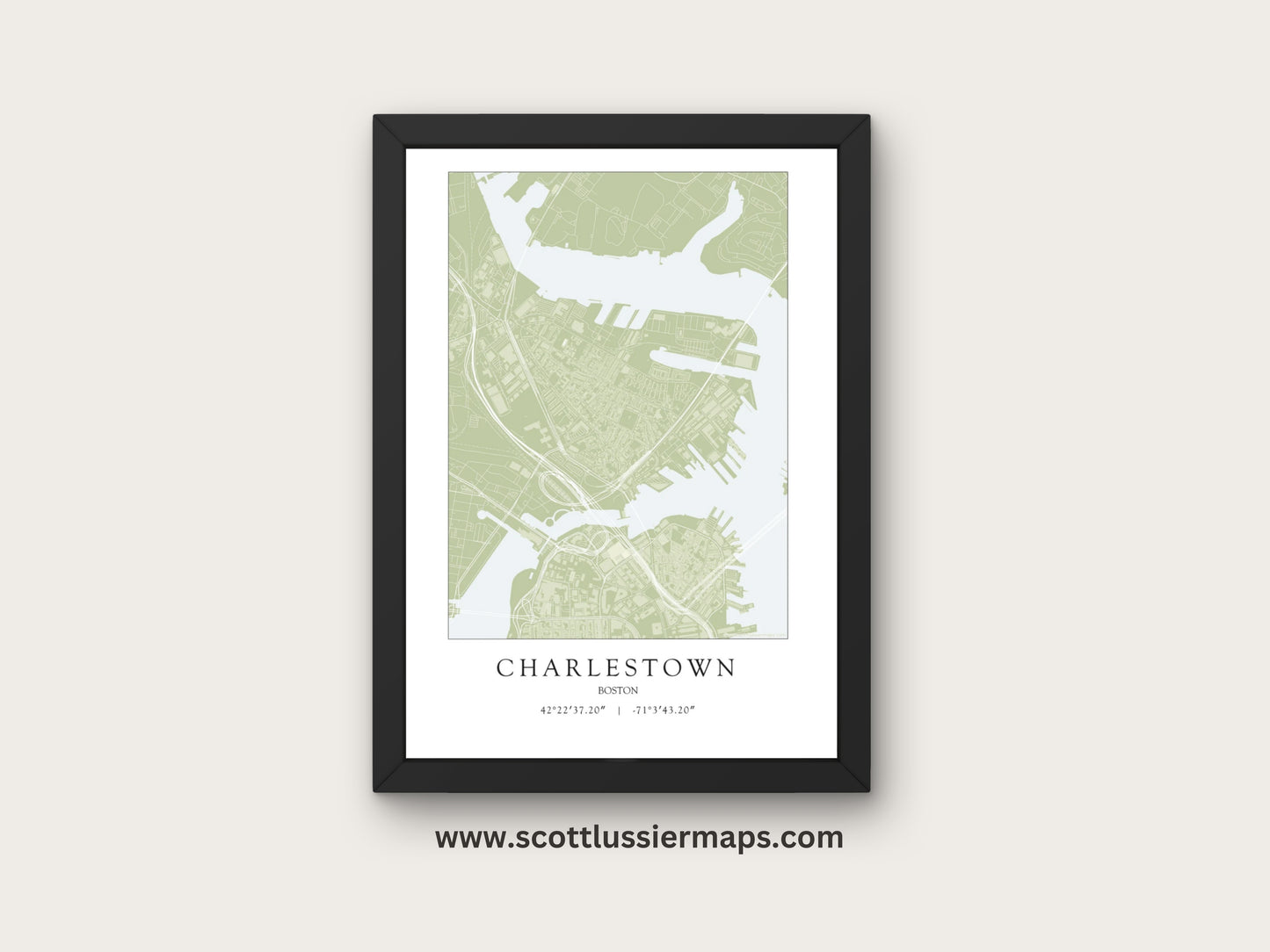 Charlestown Boston Massachusetts NEIGHBORHOOD Map Art Print 0325