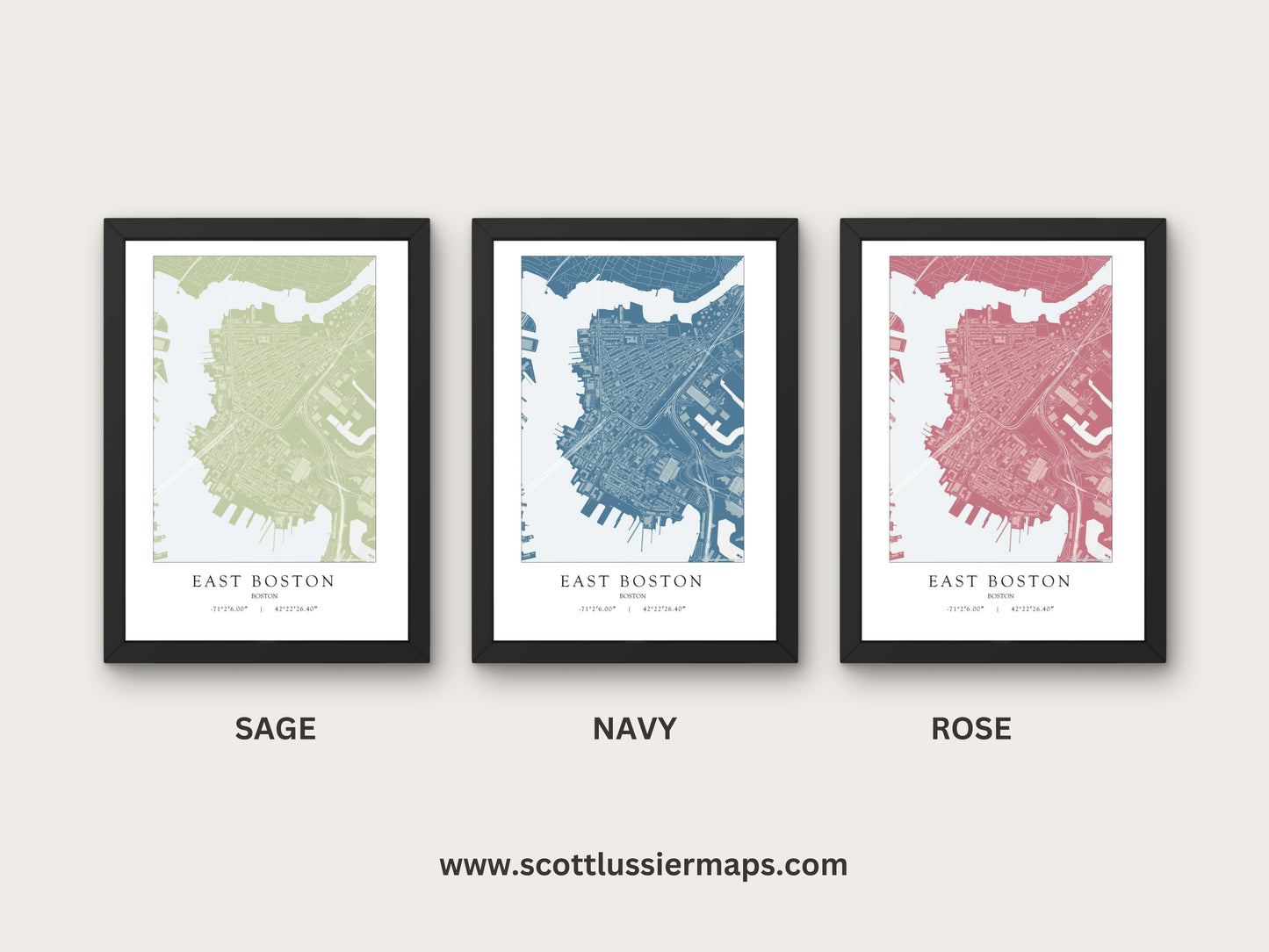 East Boston Massachusetts NEIGHBORHOOD Map Art Print 0325