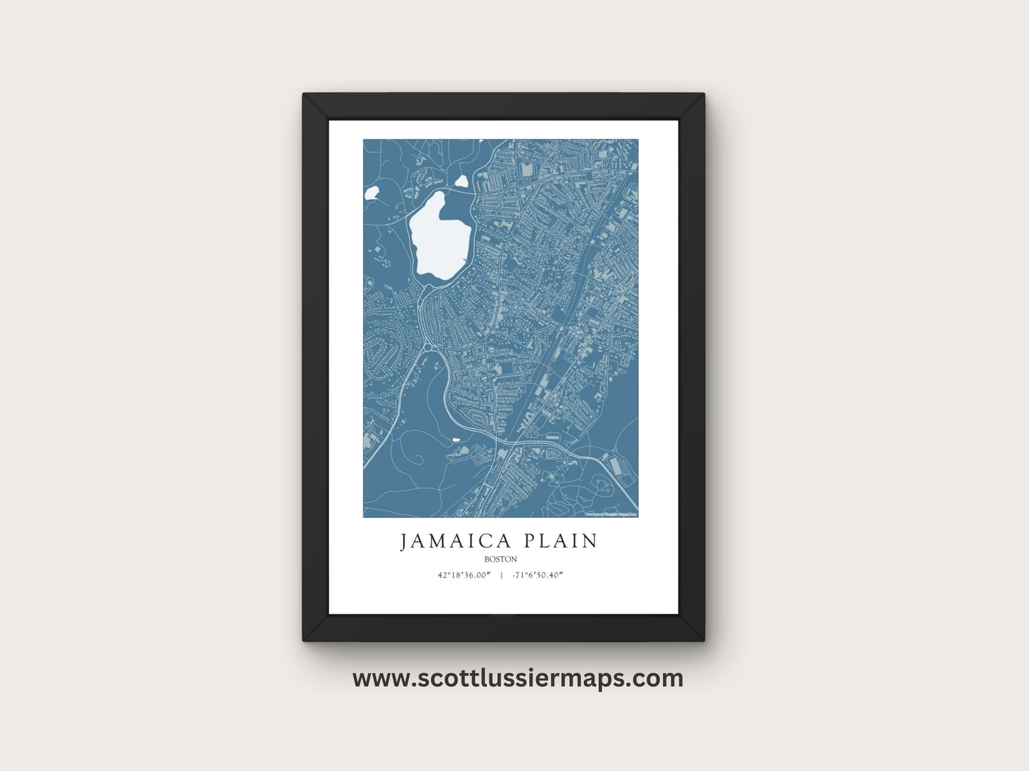 Jamaica Plain Boston Massachusetts NEIGHBORHOOD Map Art Print 0325