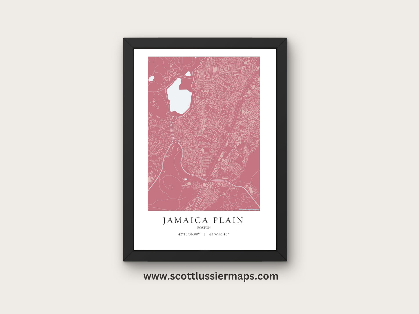 Jamaica Plain Boston Massachusetts NEIGHBORHOOD Map Art Print 0325