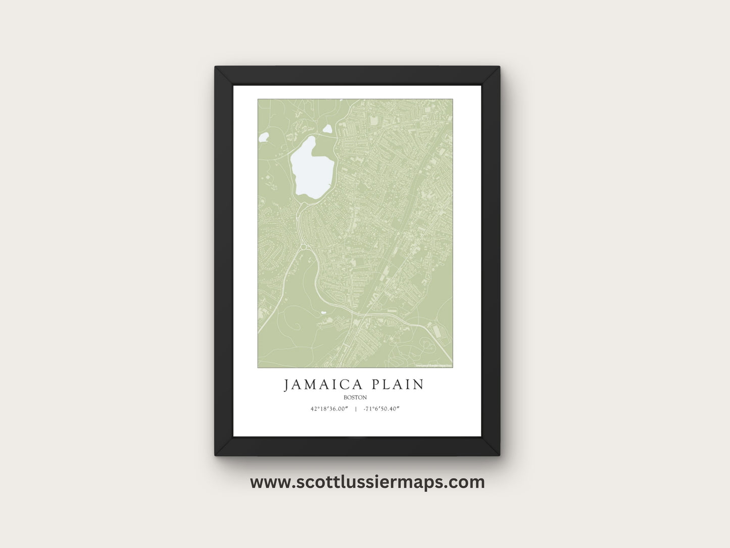 Jamaica Plain Boston Massachusetts NEIGHBORHOOD Map Art Print 0325