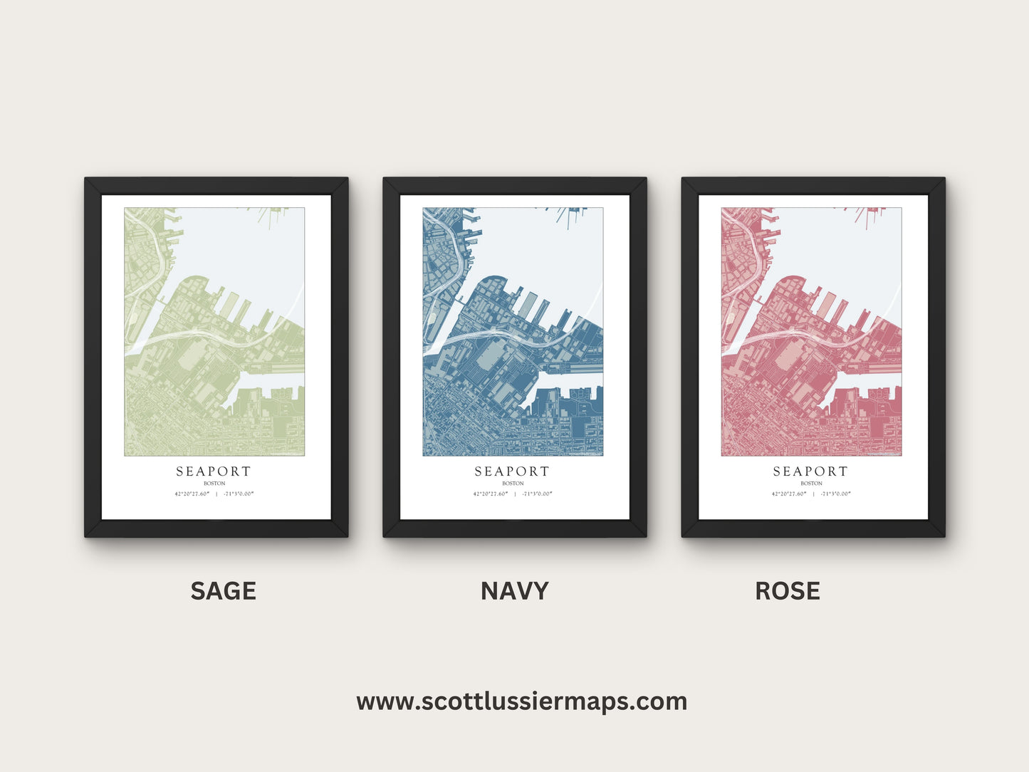 Seaport Boston Massachusetts NEIGHBORHOOD Map Art Print