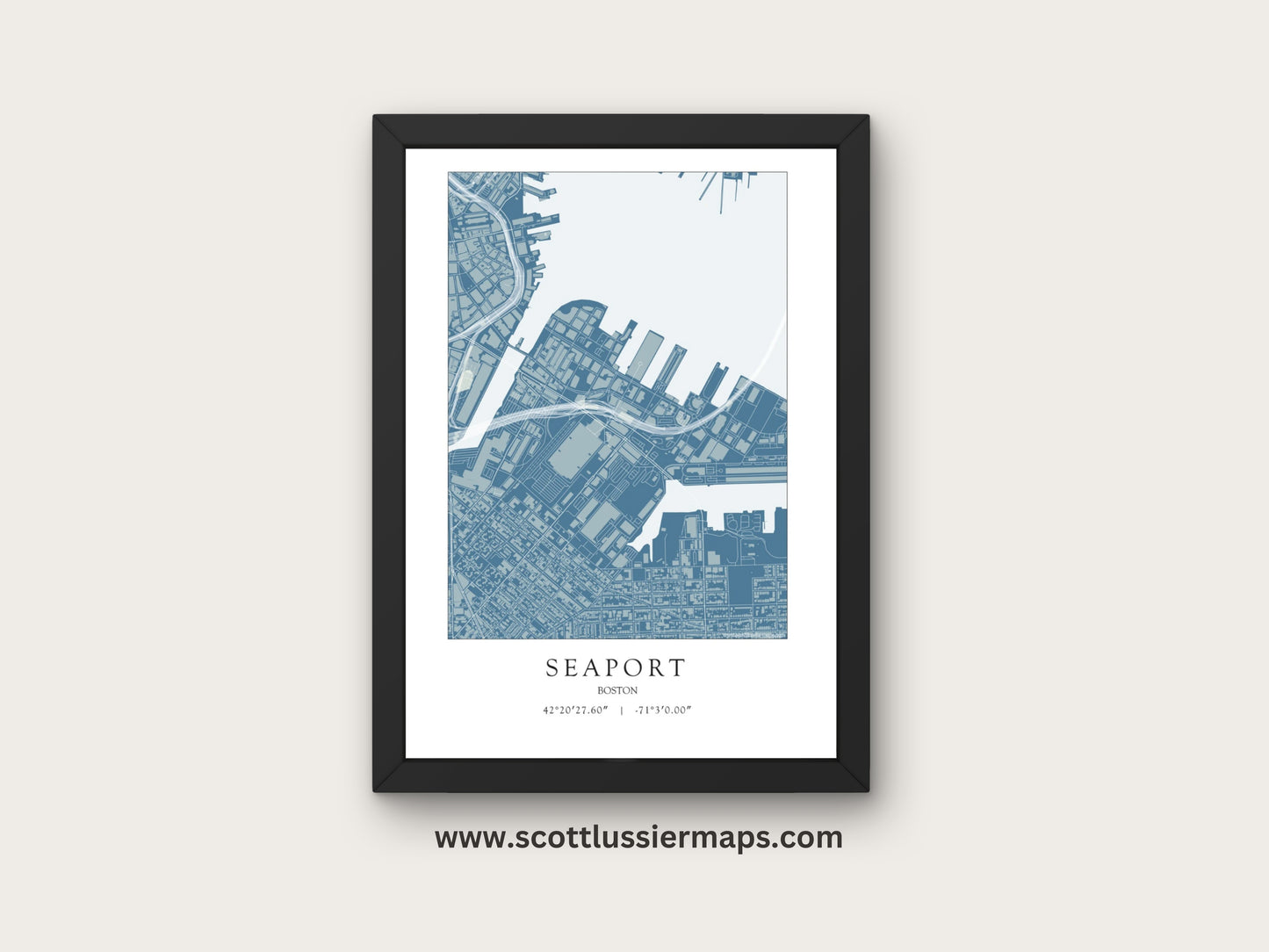 Seaport Boston Massachusetts NEIGHBORHOOD Map Art Print
