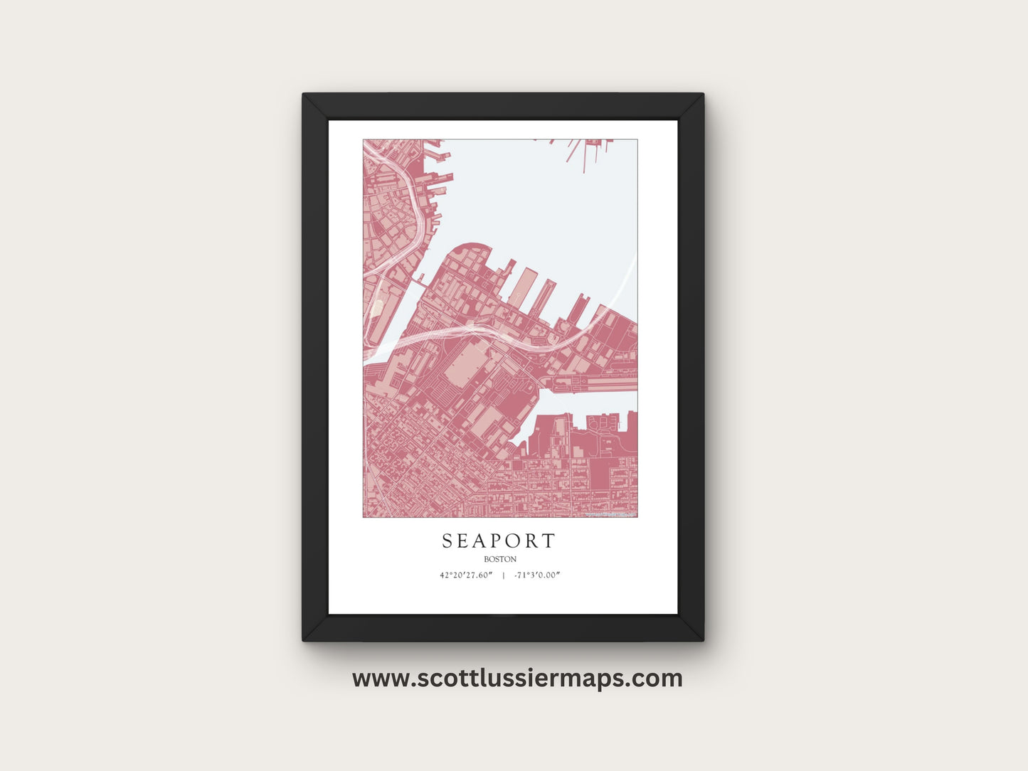 Seaport Boston Massachusetts NEIGHBORHOOD Map Art Print