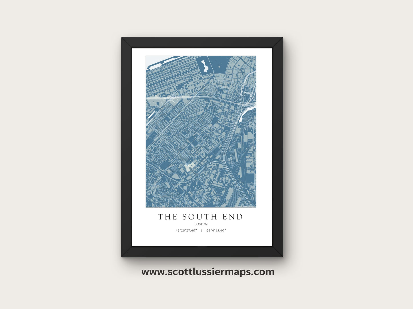 South End Boston Massachusetts NEIGHBORHOOD Map Art Print 0325