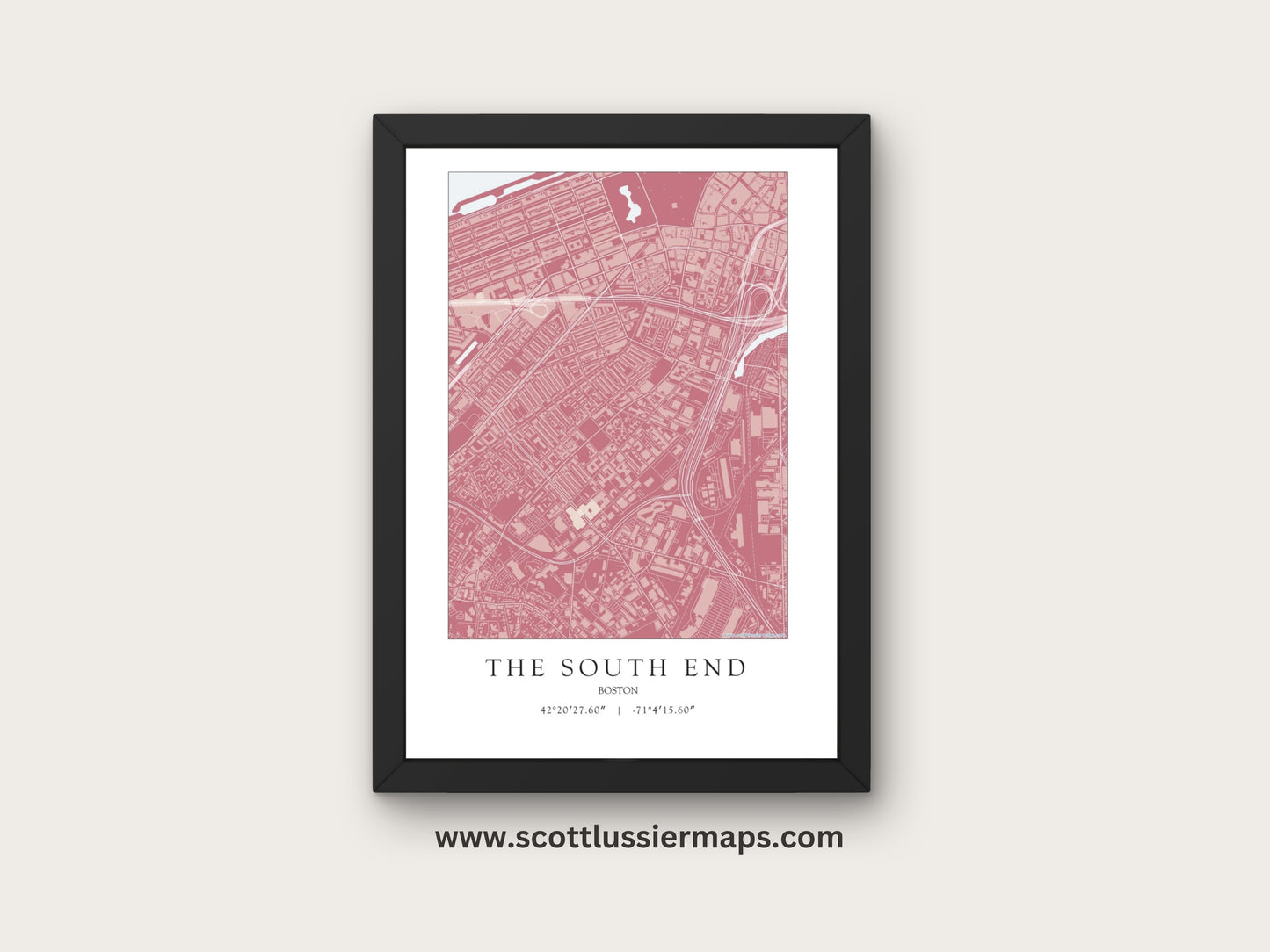 South End Boston Massachusetts NEIGHBORHOOD Map Art Print 0325