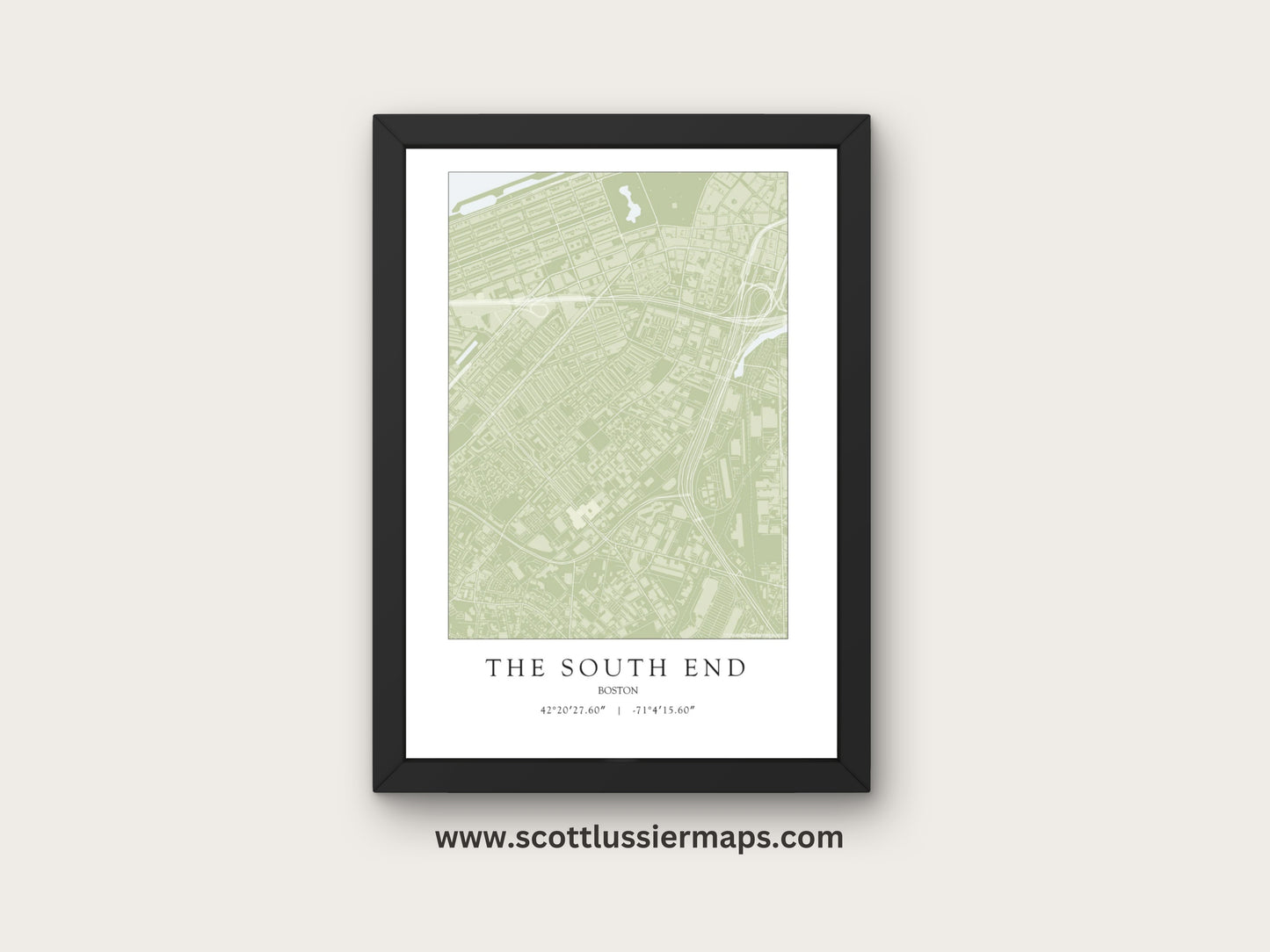 South End Boston Massachusetts NEIGHBORHOOD Map Art Print 0325