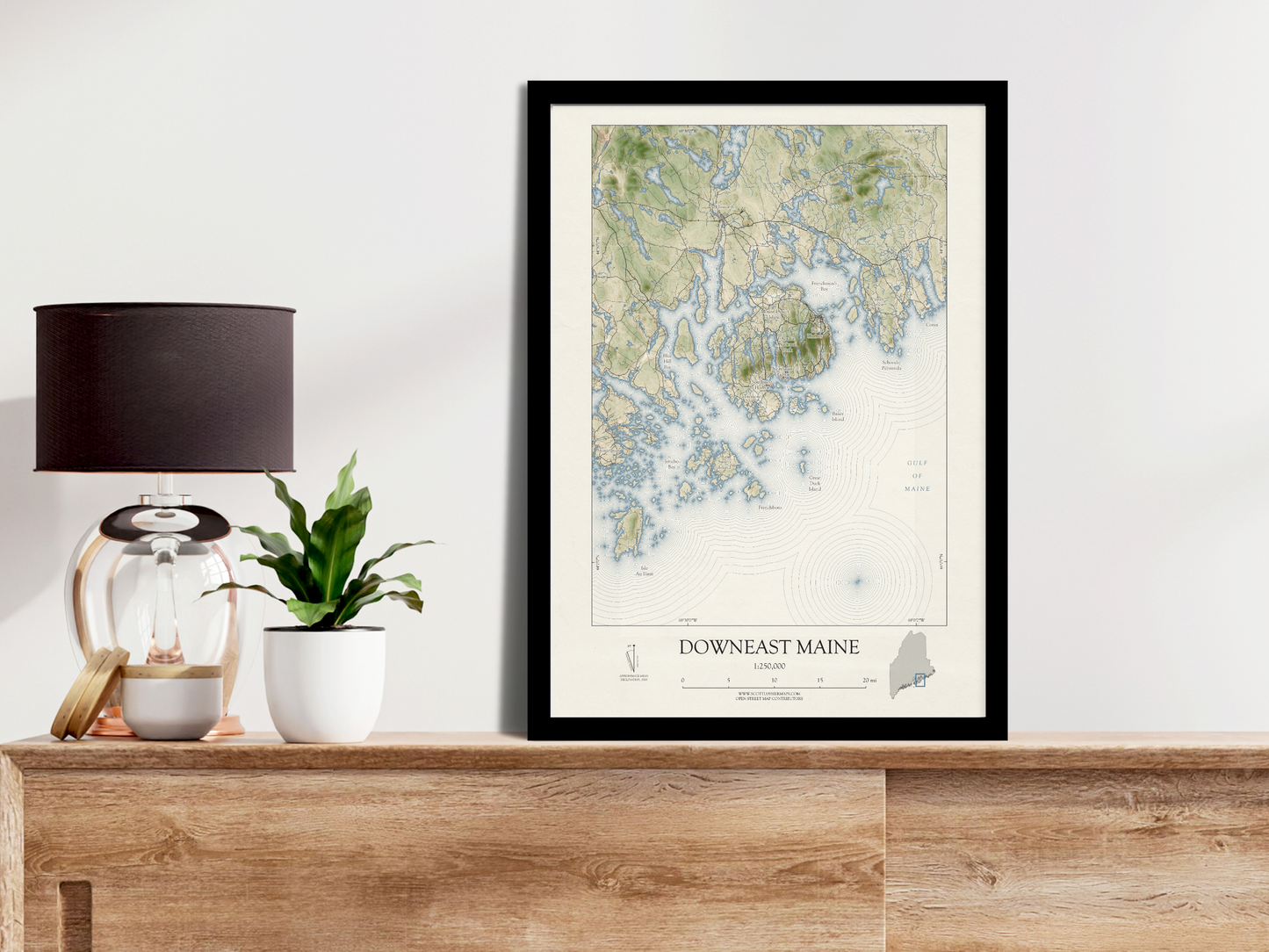 Downeast Maine VINTAGE Map Art Print