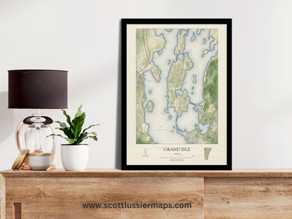 Grand Isle Vermont VINTAGE Map Art Print