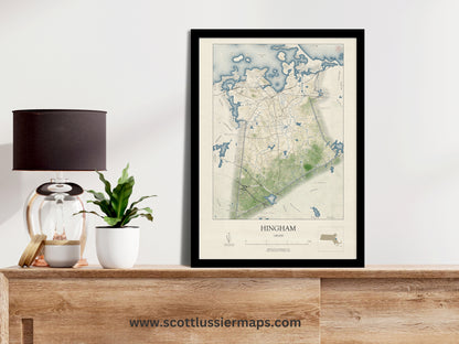 Hingham Massachusetts NAUTICAL Map Art Print