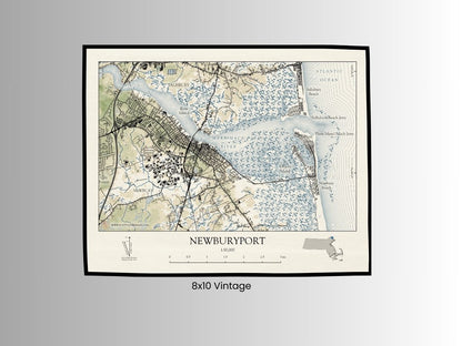 Newburyport Massachusetts VINTAGE Map Art Print 0225