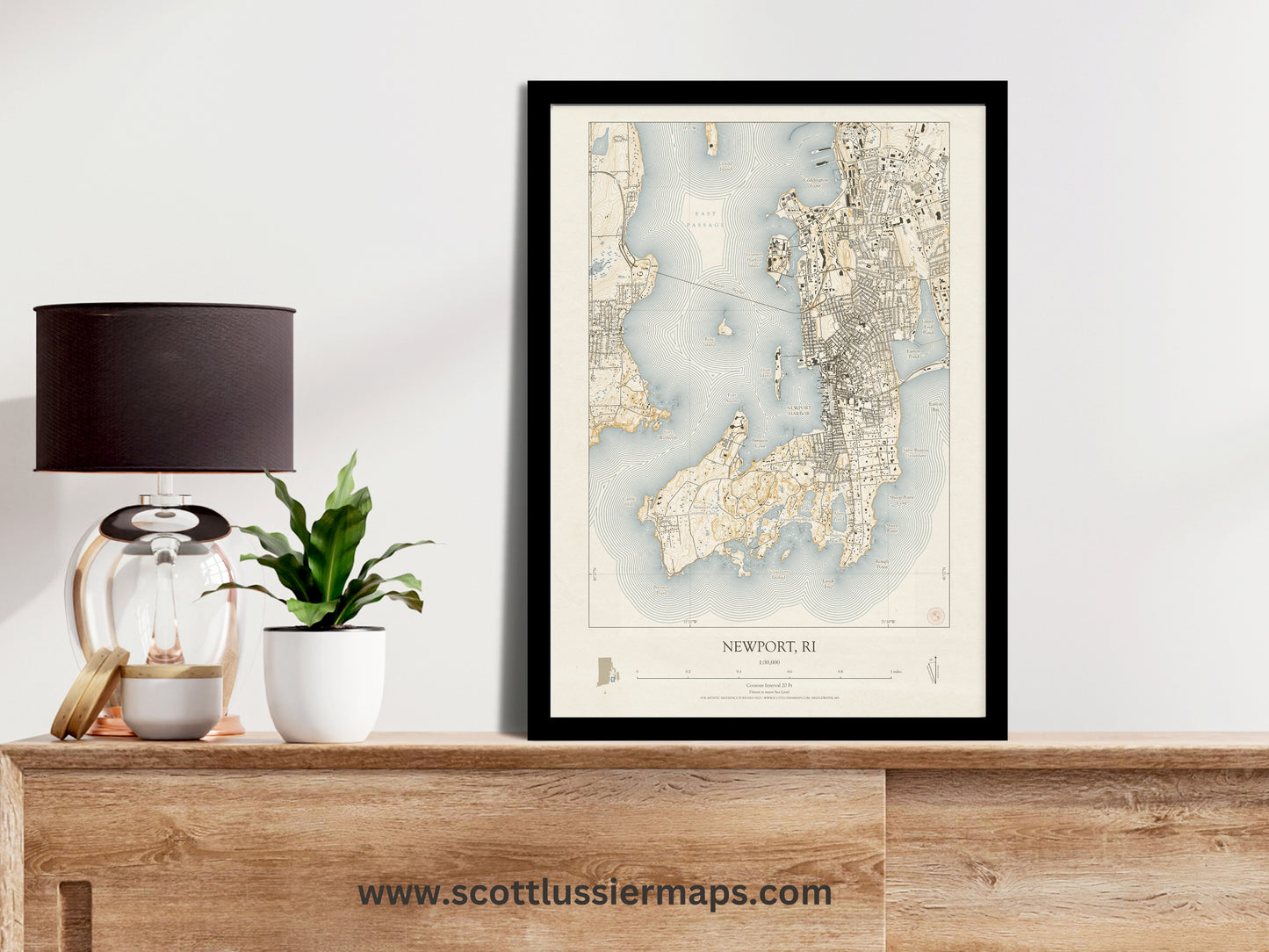 Newport Rhode Island VINTAGE Map Art Print