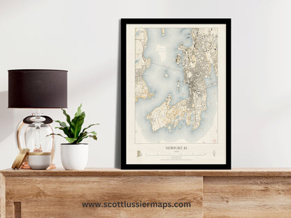 Newport Rhode Island VINTAGE Map Art Print