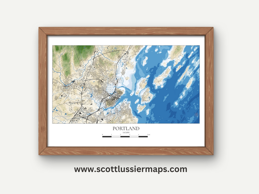 Portland Maine COASTAL Map Art Print